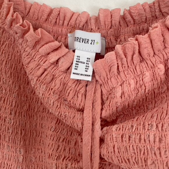 Forever21 Plus Pink Puff Sleeve Sweetheart Neck Midi Dress Size 0X - Picture 2 of 4